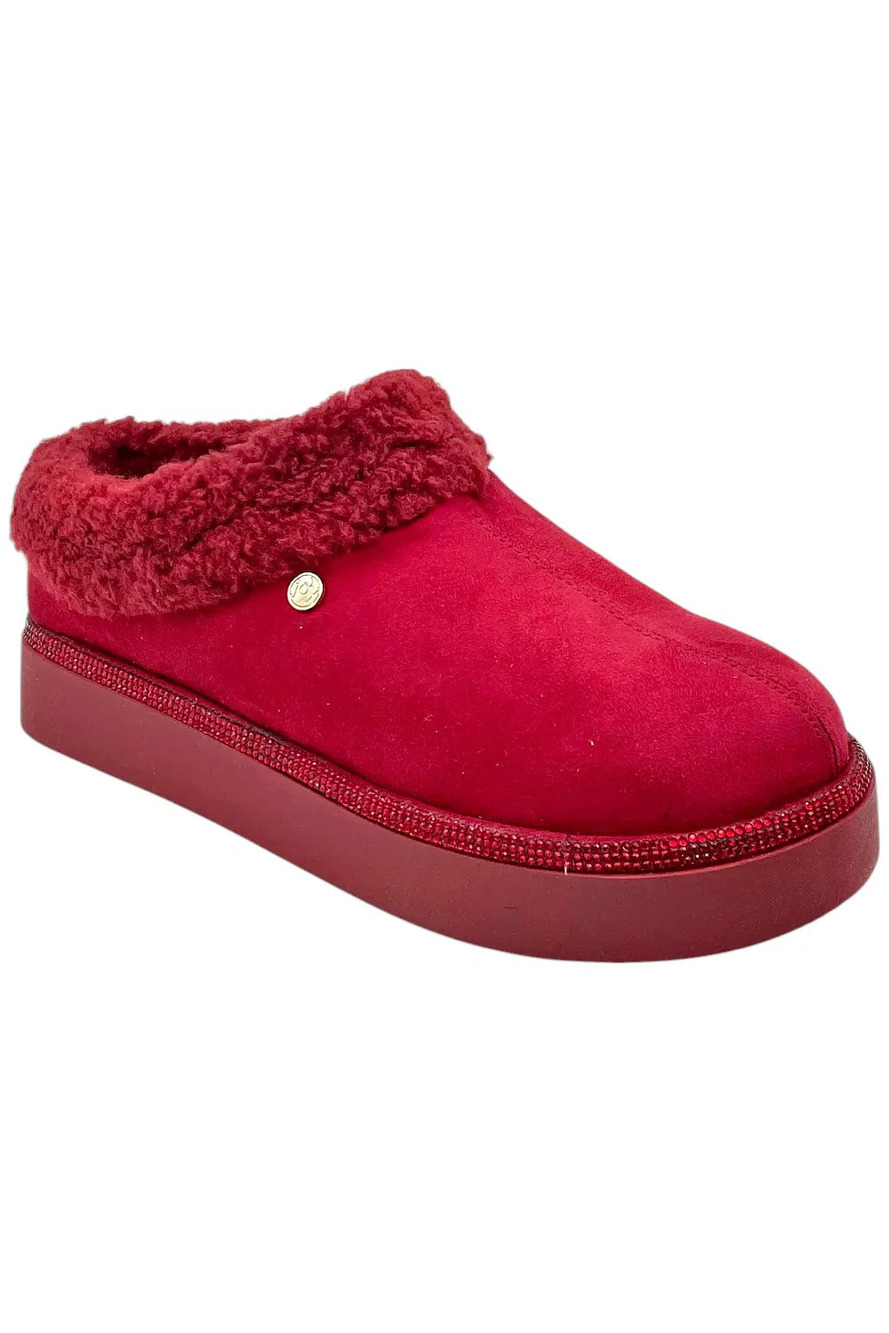 Clean Boss Women's Joy Glamorous Cozy Slippers Red Wine - Medium